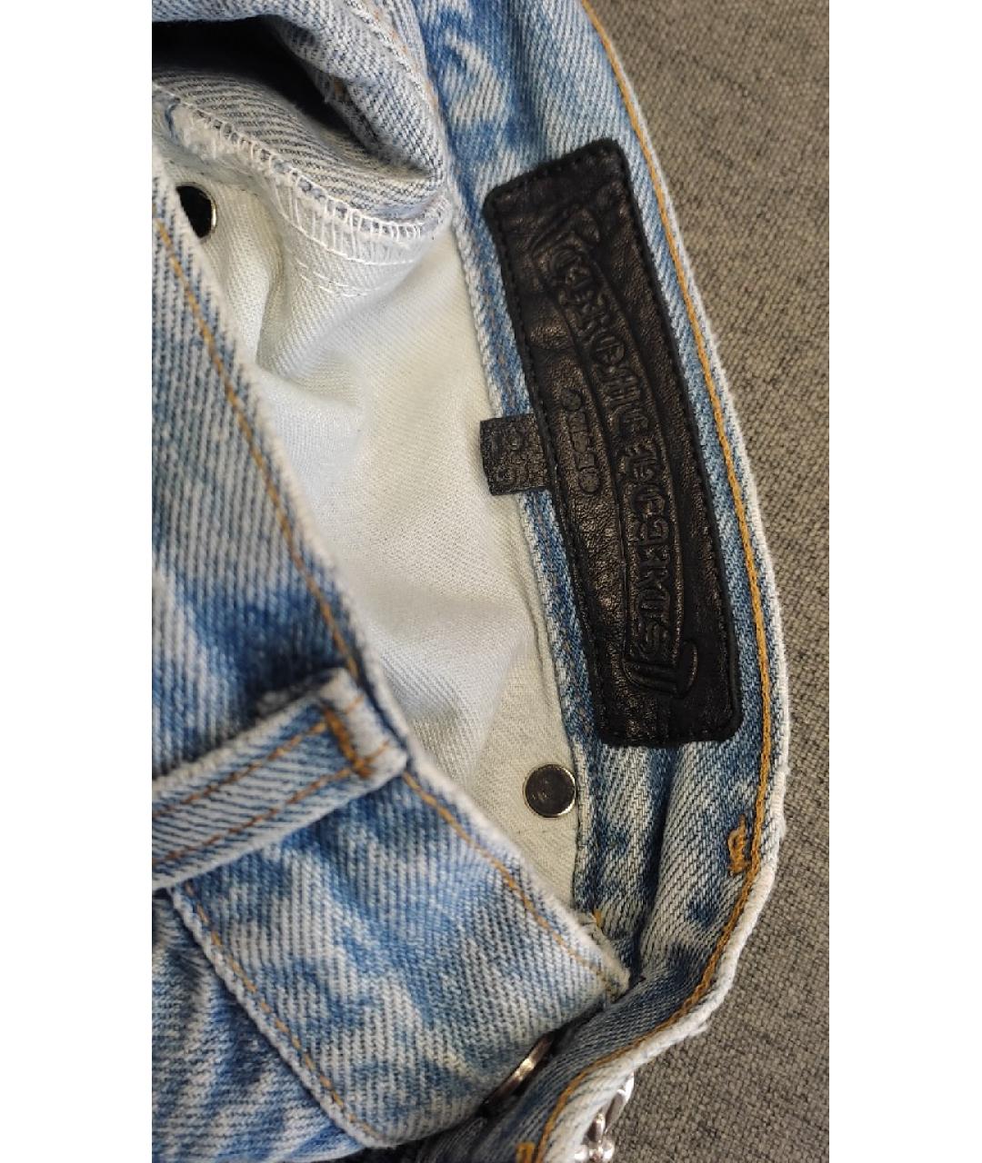 CHROME HEARTS Голубые хлопковые прямые джинсы, фото 8