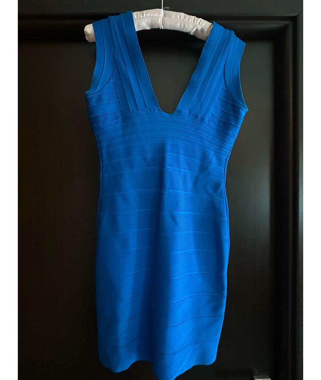 HERVE LEGER Синее коктейльное платье, фото 3