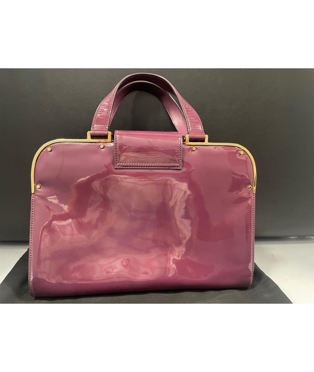 SAINT LAURENT Бордовая сумка тоут из лакированной кожи, фото 2