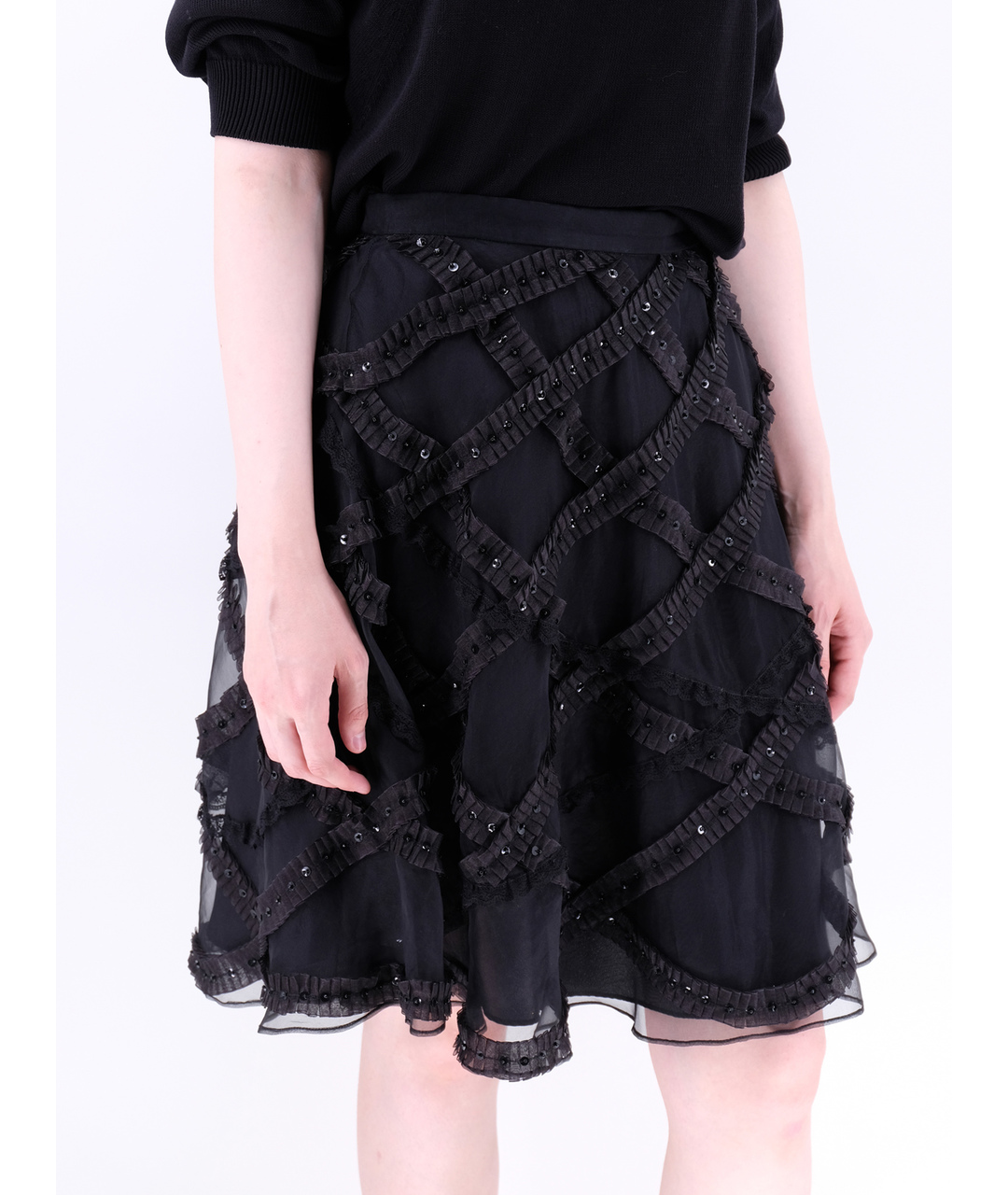 MOSCHINO Черная шелковая юбка миди, фото 2