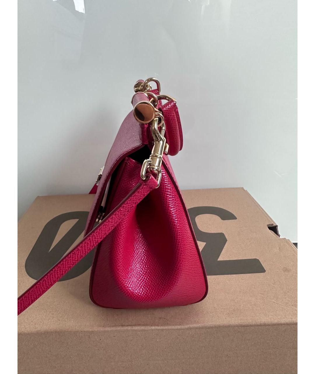 DOLCE&GABBANA Красная кожаная сумка с короткими ручками, фото 2