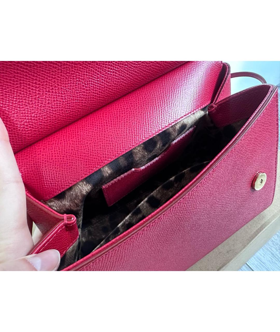 DOLCE&GABBANA Красная кожаная сумка с короткими ручками, фото 7