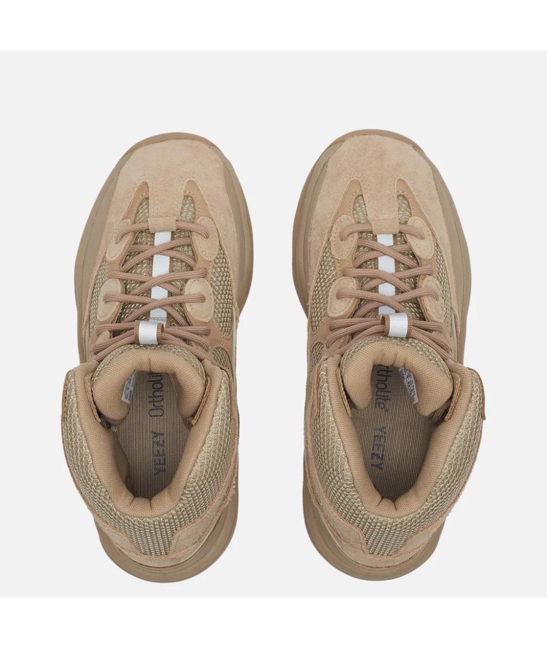 ADIDAS YEEZY Бежевые замшевые высокие кроссовки / кеды, фото 3