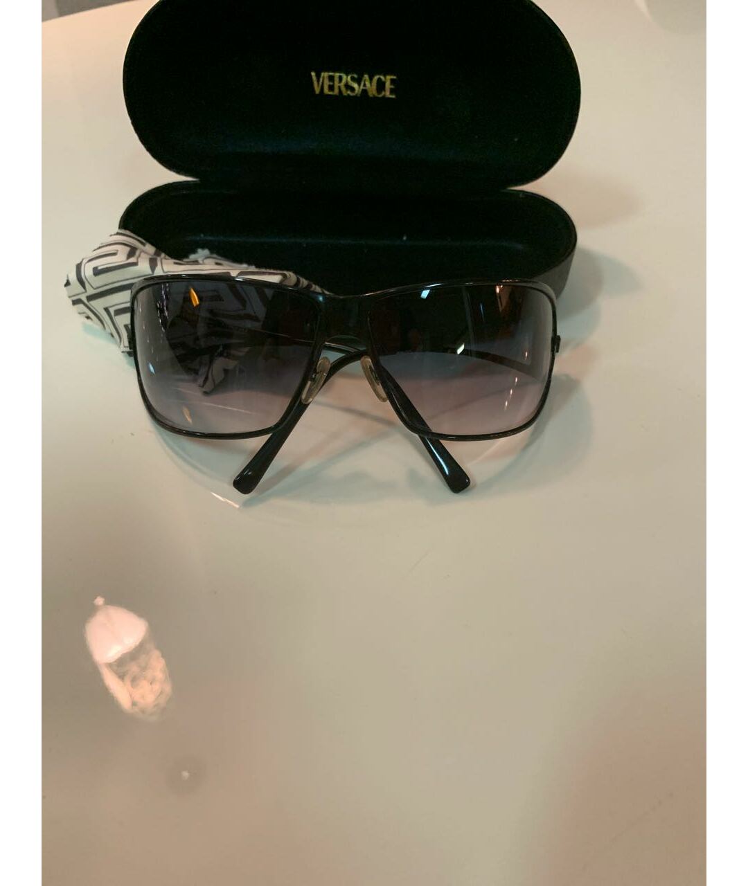 VERSACE Черные металлические солнцезащитные очки, фото 4