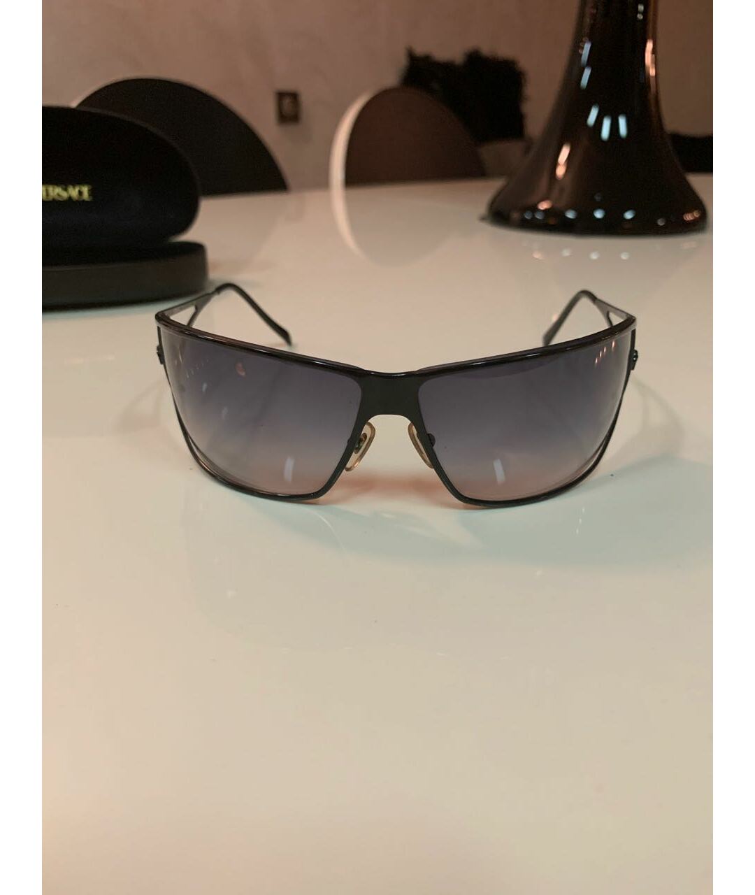 VERSACE Черные металлические солнцезащитные очки, фото 5