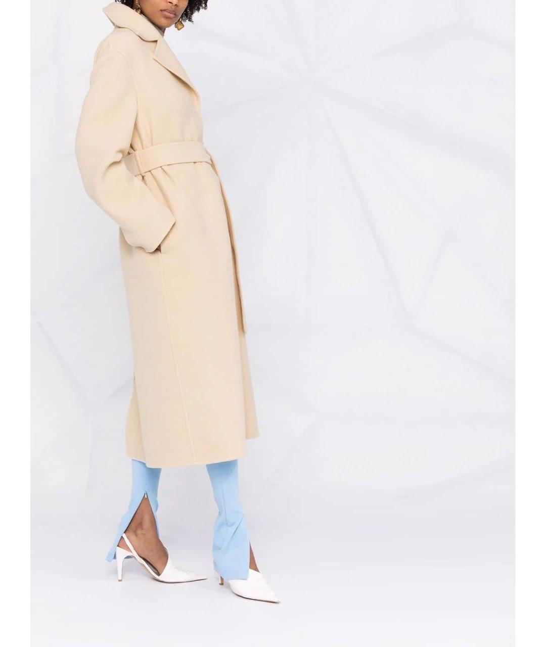JIL SANDER Бежевое шерстяное пальто, фото 6