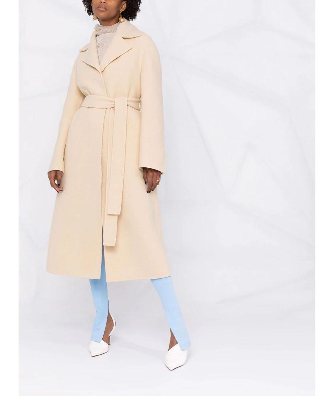 JIL SANDER Бежевое шерстяное пальто, фото 2