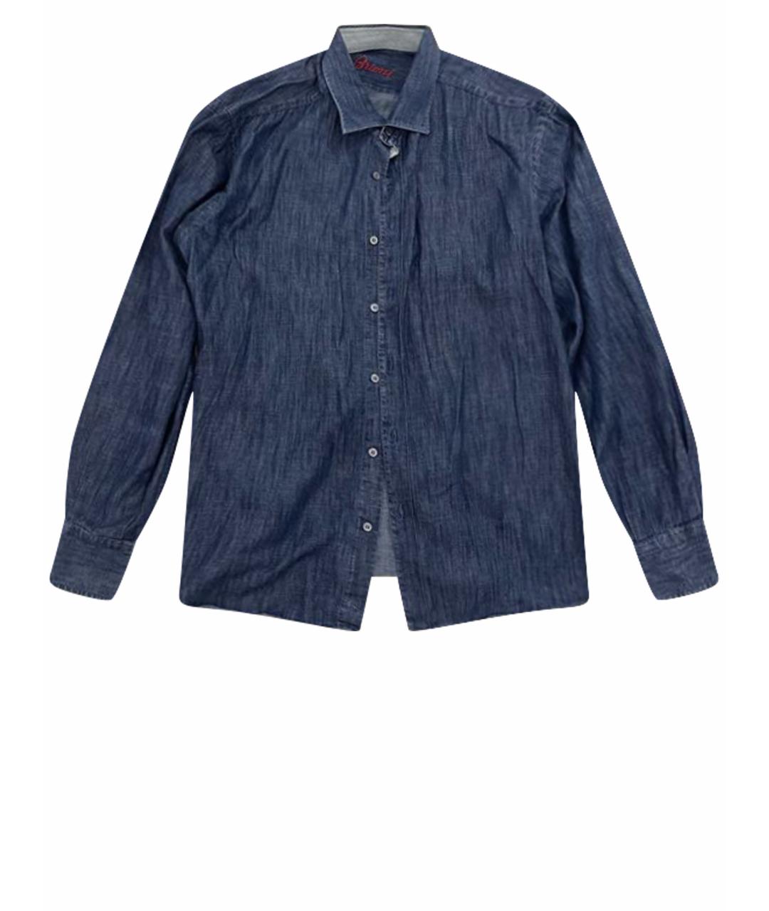 BRIONI Темно-синяя хлопковая кэжуал рубашка, фото 1