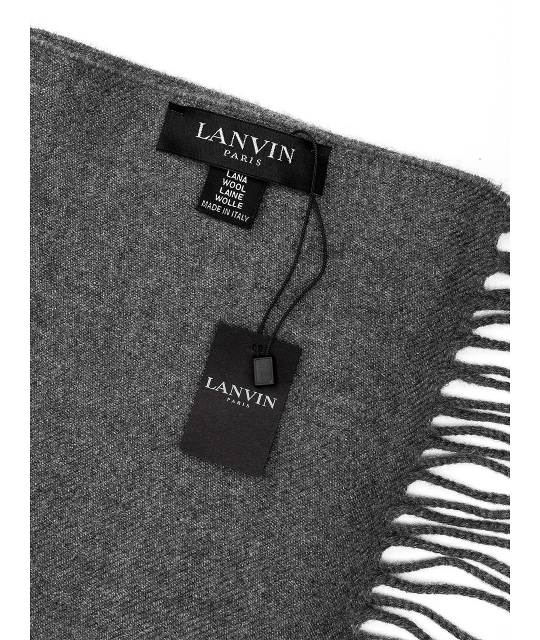 LANVIN Серый шерстяной шарф, фото 3