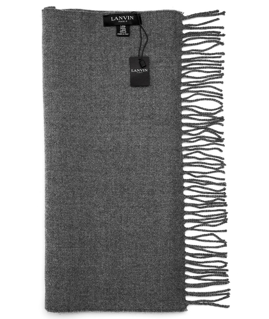 LANVIN Серый шерстяной шарф, фото 2