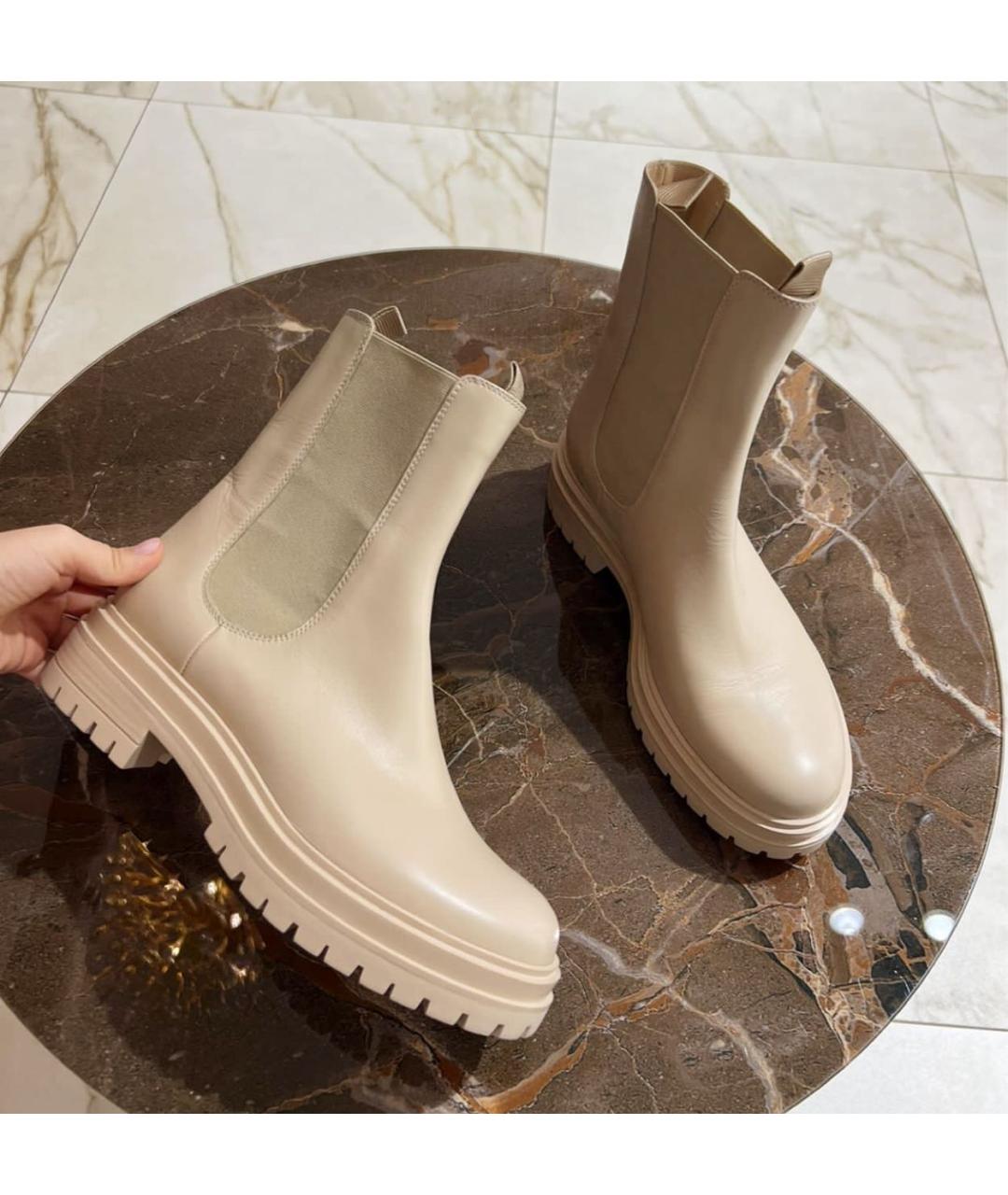 GIANVITO ROSSI Бежевые кожаные ботинки, фото 3