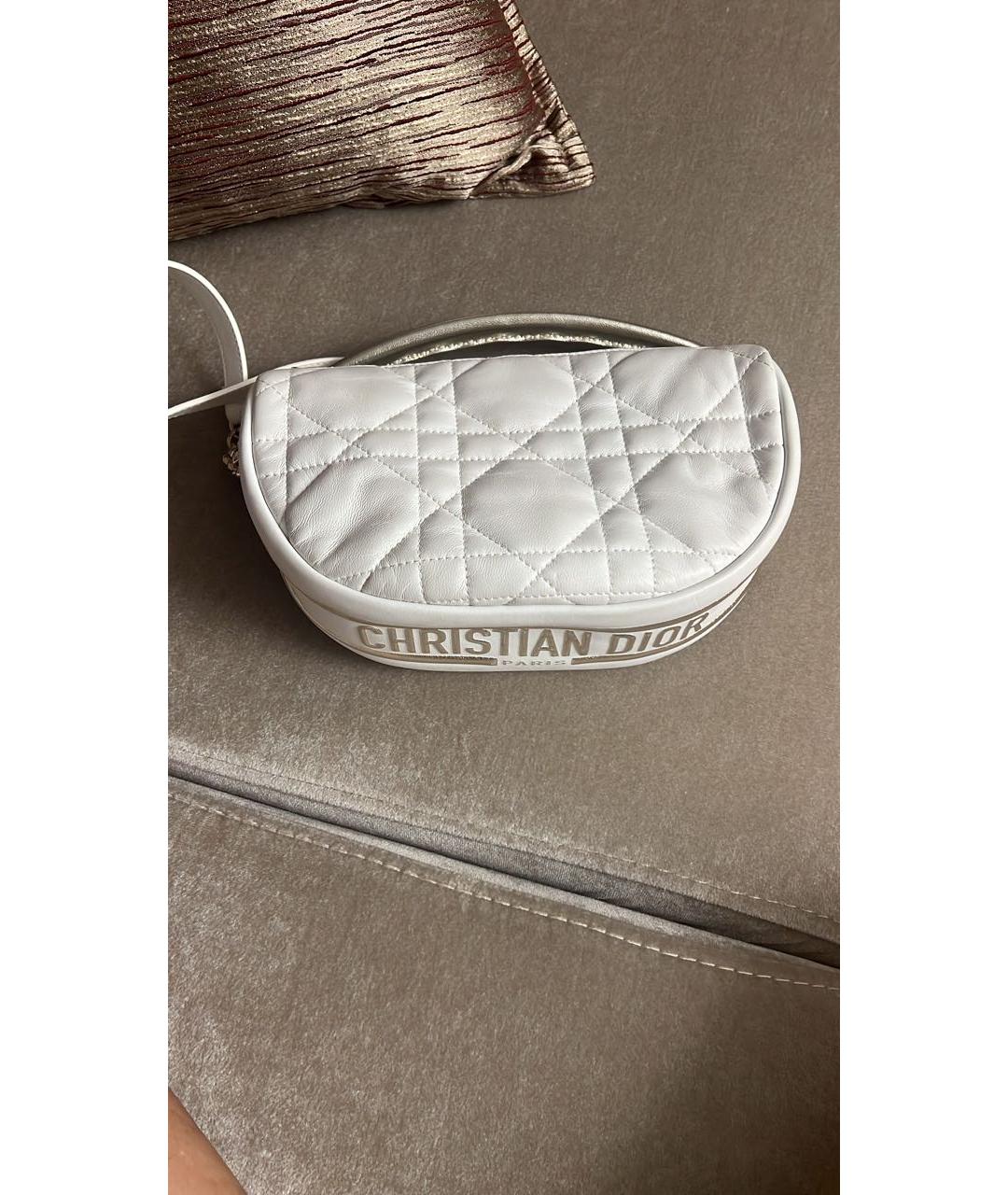 CHRISTIAN DIOR Белая кожаная сумка с короткими ручками, фото 5