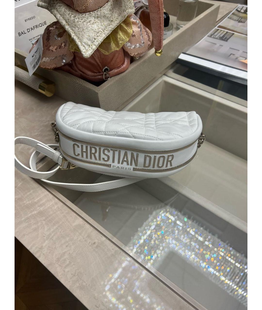 CHRISTIAN DIOR Белая кожаная сумка с короткими ручками, фото 3