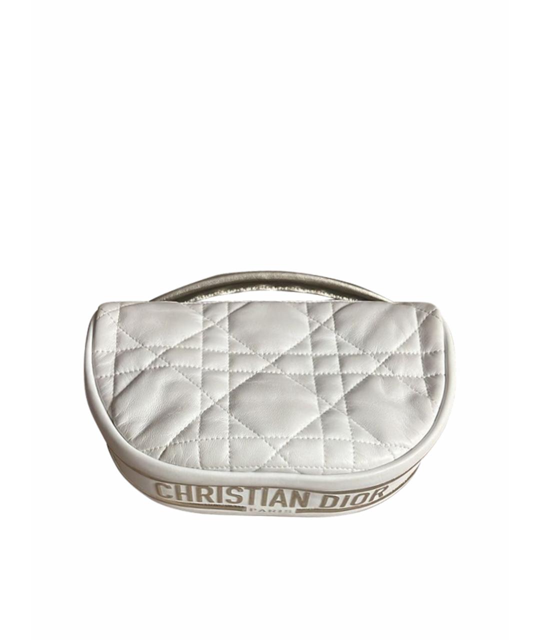CHRISTIAN DIOR Белая кожаная сумка с короткими ручками, фото 1