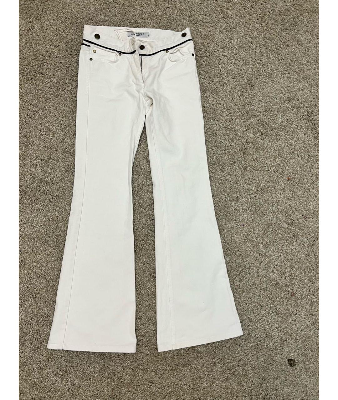 SAINT LAURENT Белые хлопковые джинсы клеш, фото 8