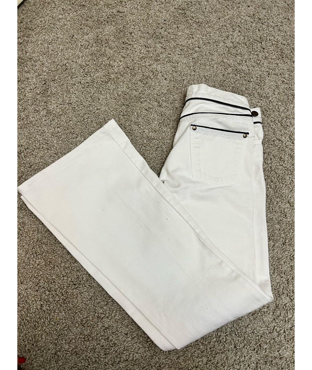 SAINT LAURENT Белые хлопковые джинсы клеш, фото 2