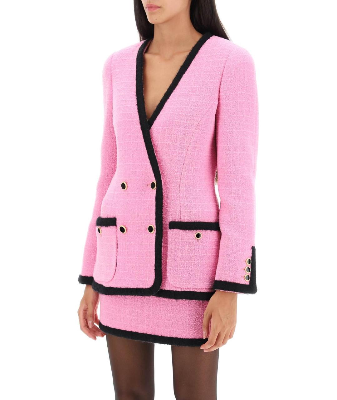 ALESSANDRA RICH Розовый шерстяной жакет/пиджак, фото 6