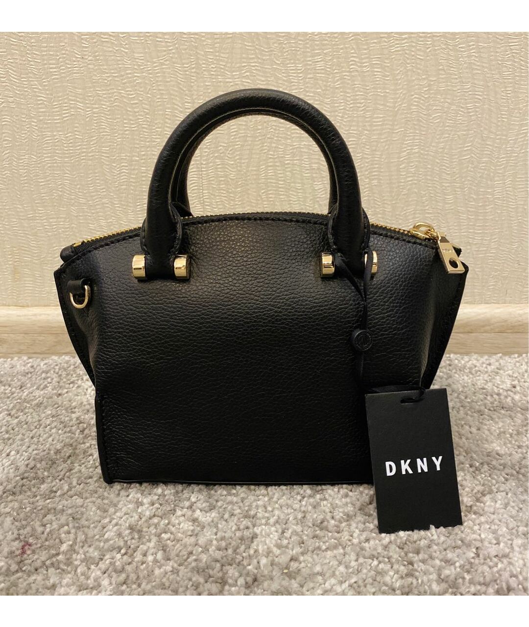 DKNY Черная кожаная сумка тоут, фото 2