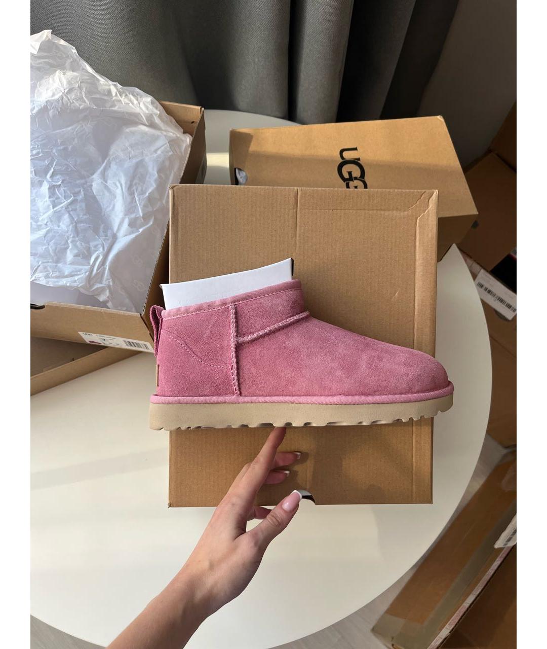 UGG AUSTRALIA Розовые замшевые полусапоги, фото 9