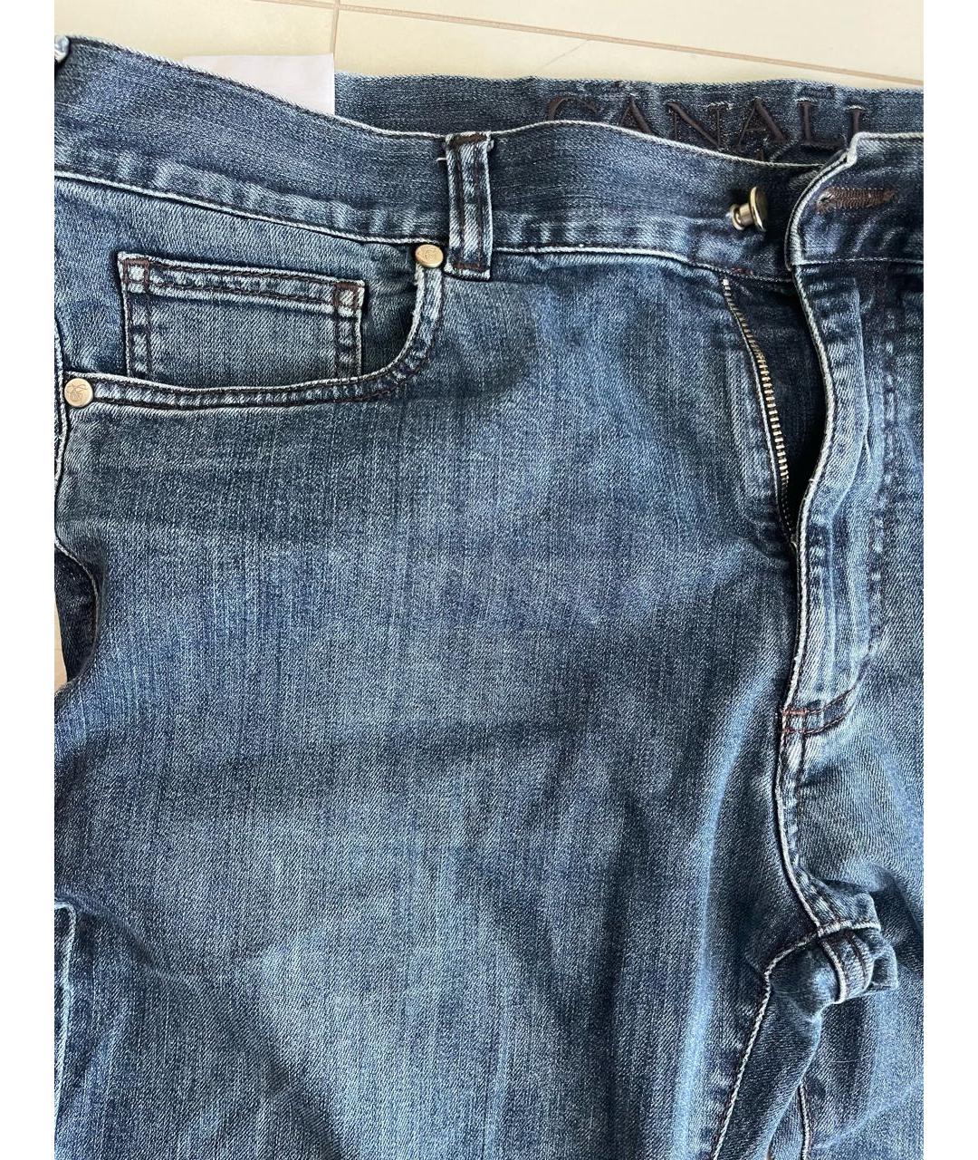 CANALI Синие хлопко-эластановые прямые джинсы, фото 4