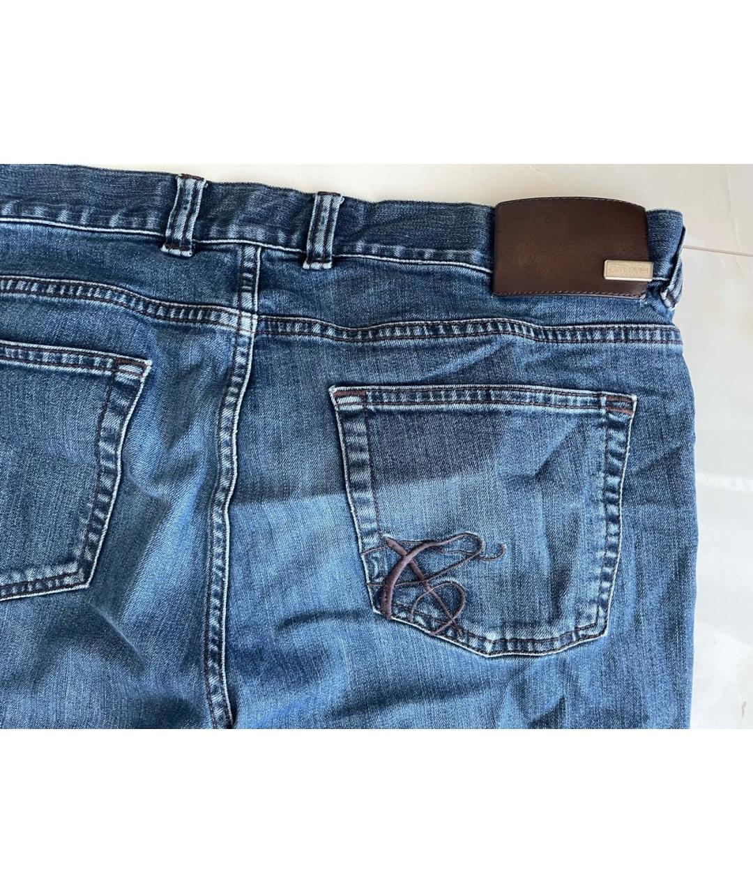 CANALI Синие хлопко-эластановые прямые джинсы, фото 5