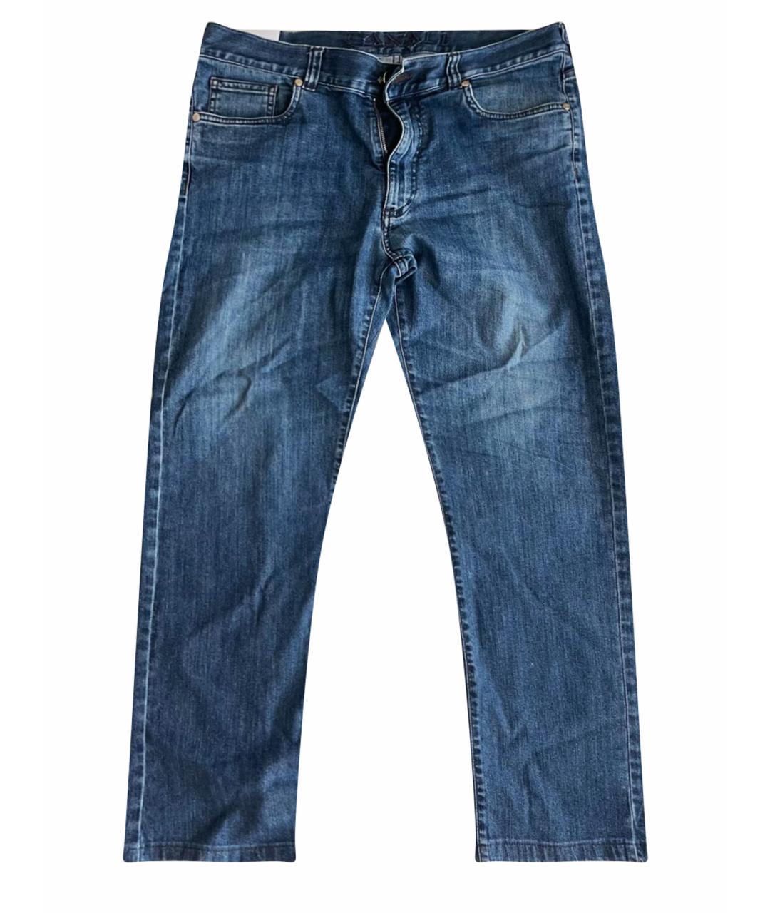 CANALI Синие хлопко-эластановые прямые джинсы, фото 1
