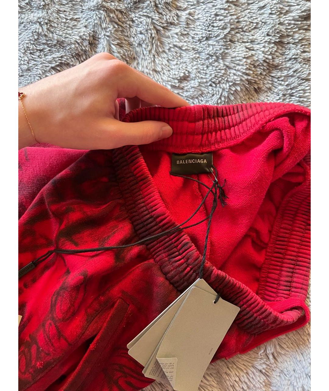 BALENCIAGA Красные хлопковые повседневные брюки, фото 3