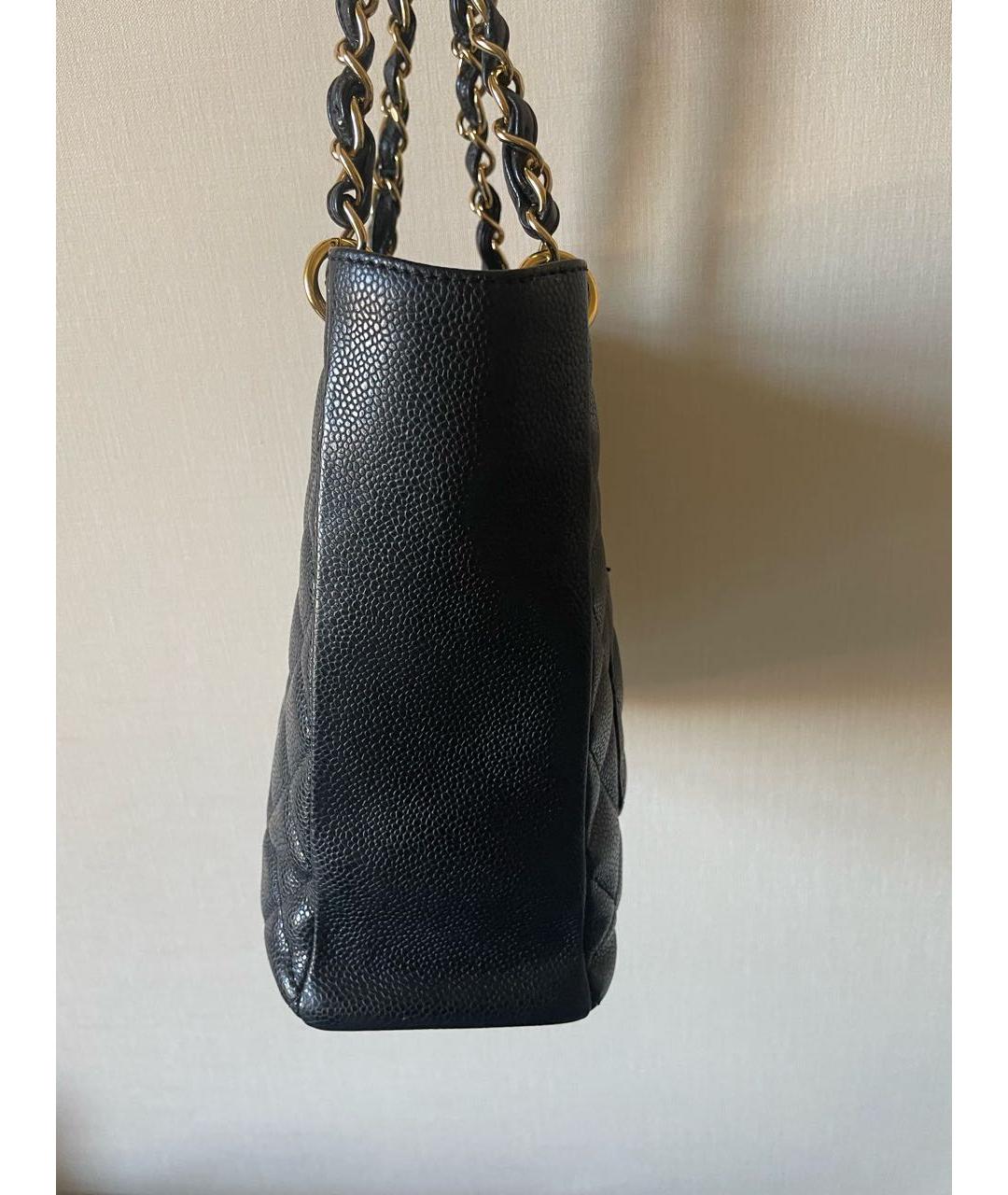 CHANEL PRE-OWNED Черная кожаная сумка с короткими ручками, фото 3
