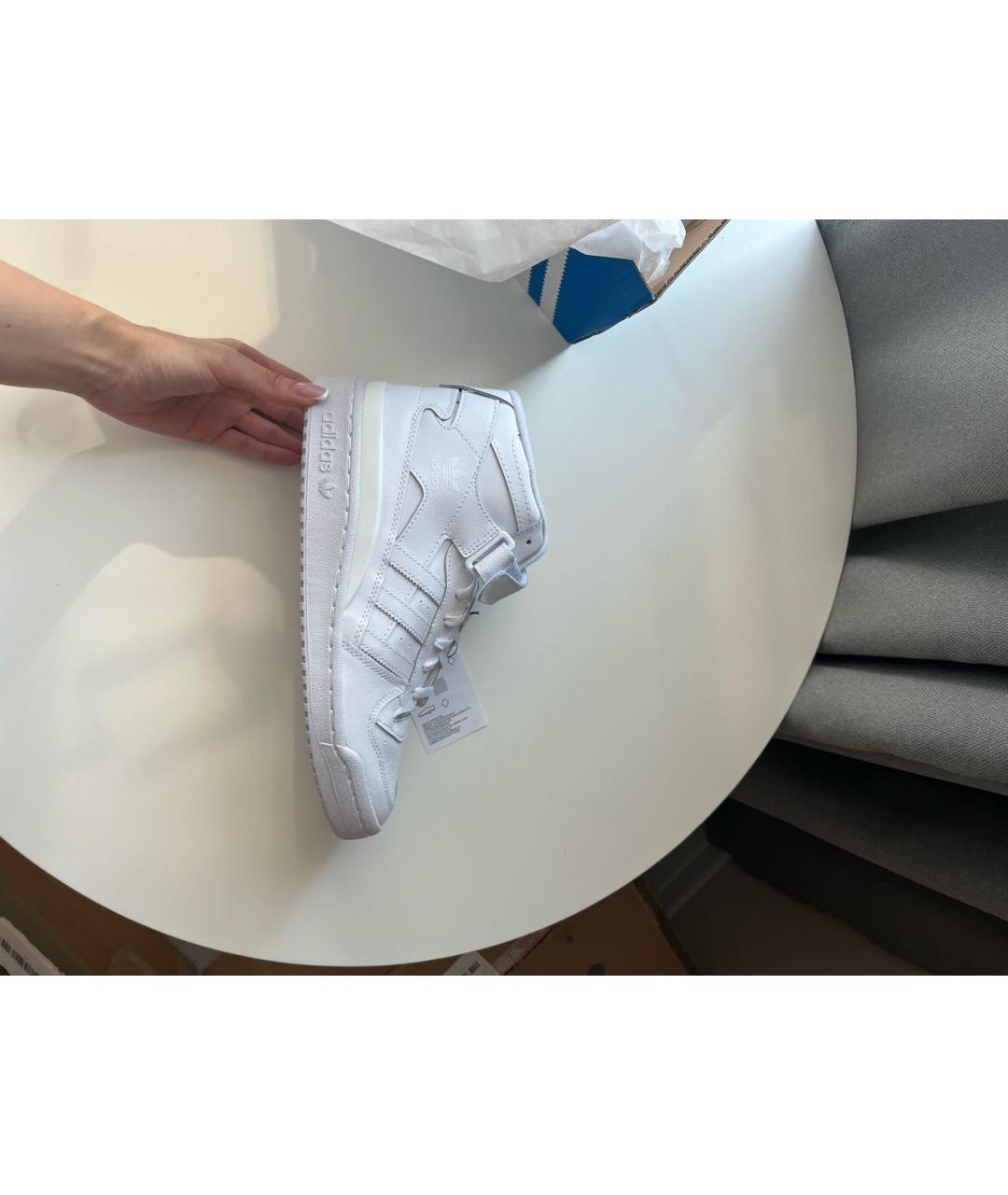 ADIDAS Белые кожаные высокие кроссовки / кеды, фото 8
