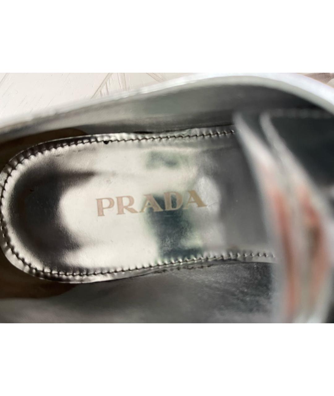 PRADA Серебряные кожаные брогги и оксфорды, фото 6