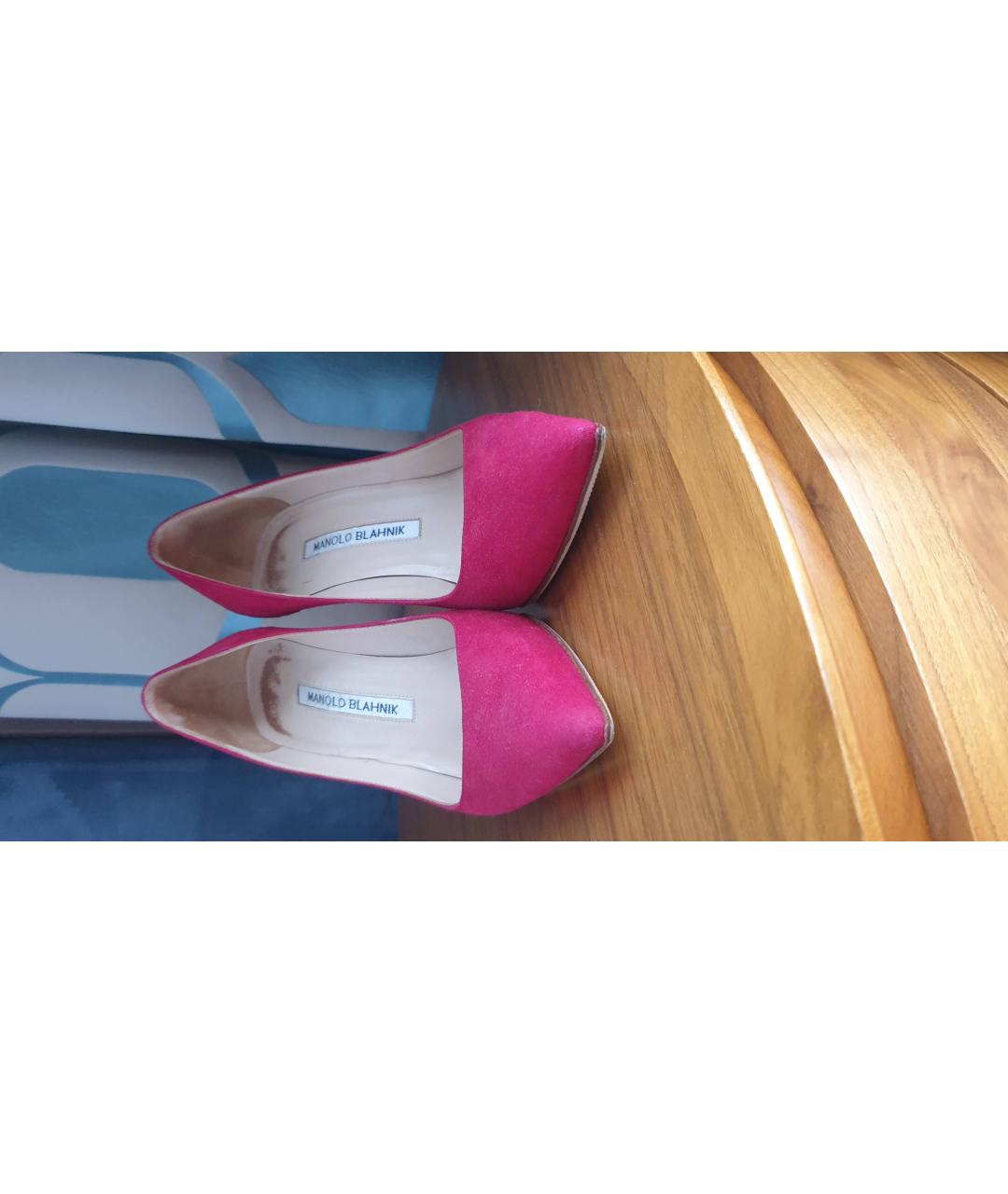 MANOLO BLAHNIK Розовые нубуковые туфли, фото 2