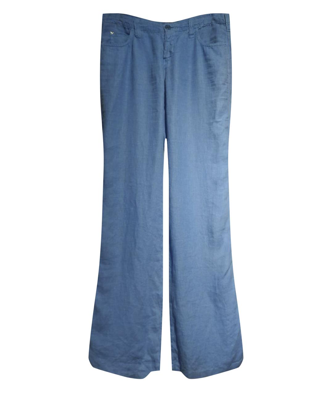 ARMANI JEANS Голубые льняные брюки широкие, фото 1