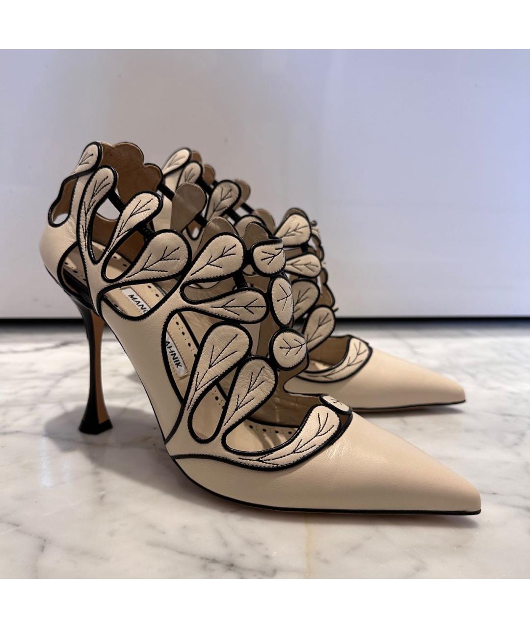 MANOLO BLAHNIK Бежевые кожаные туфли, фото 7