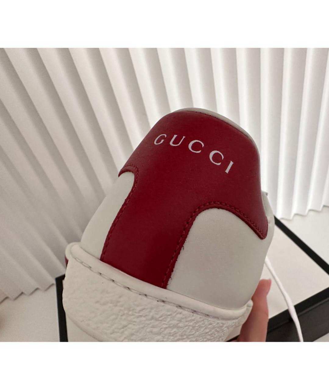 GUCCI Белые кожаные кеды, фото 4