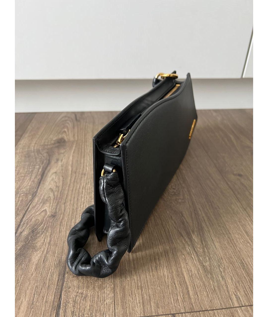 JACQUEMUS Черная кожаная сумка с короткими ручками, фото 3