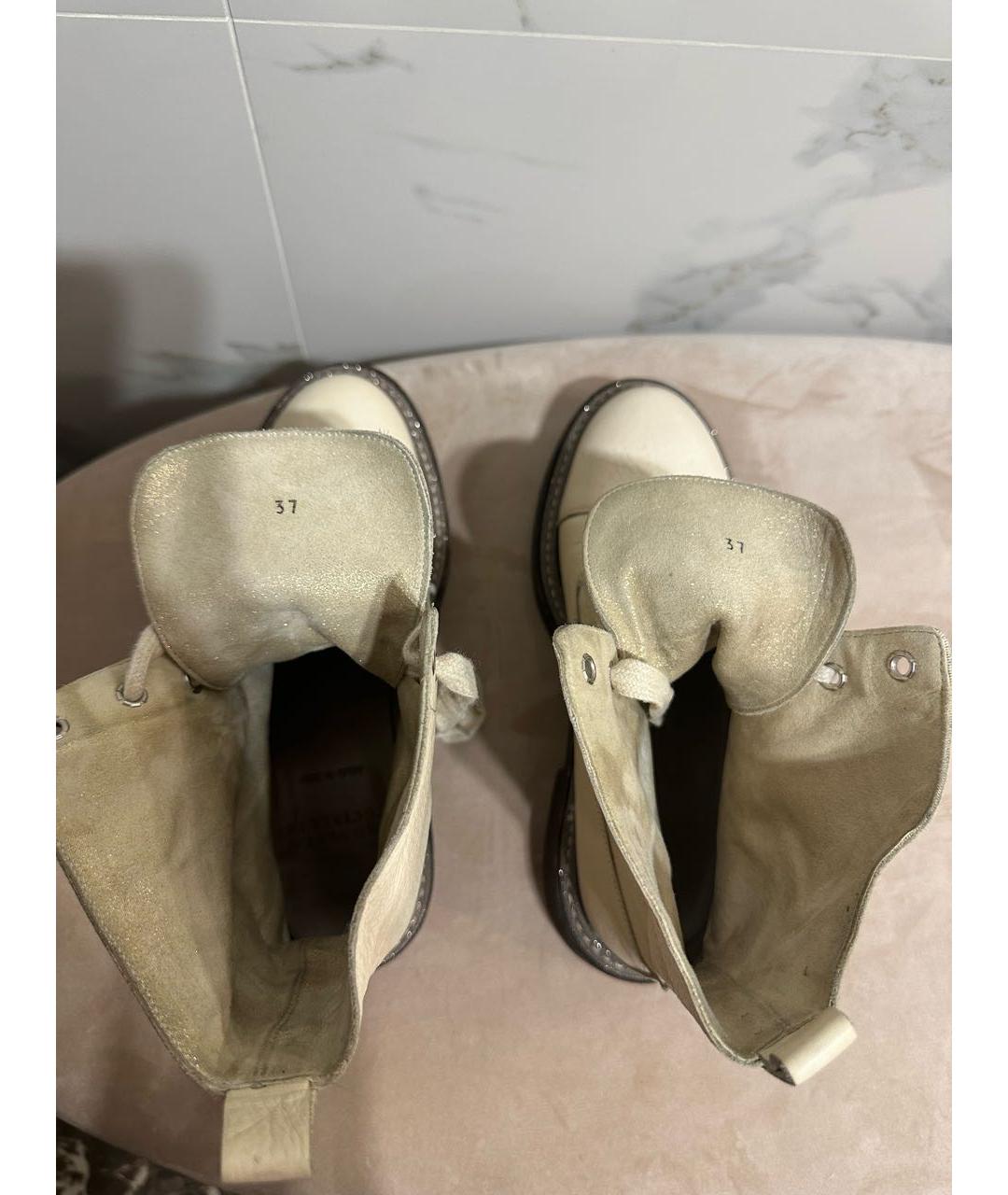 BRUNELLO CUCINELLI Бежевые кожаные ботинки, фото 3