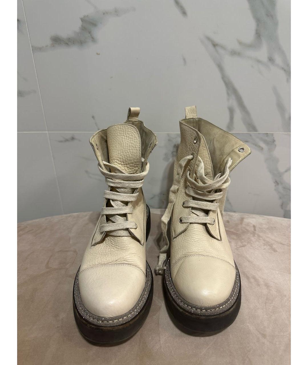BRUNELLO CUCINELLI Бежевые кожаные ботинки, фото 2