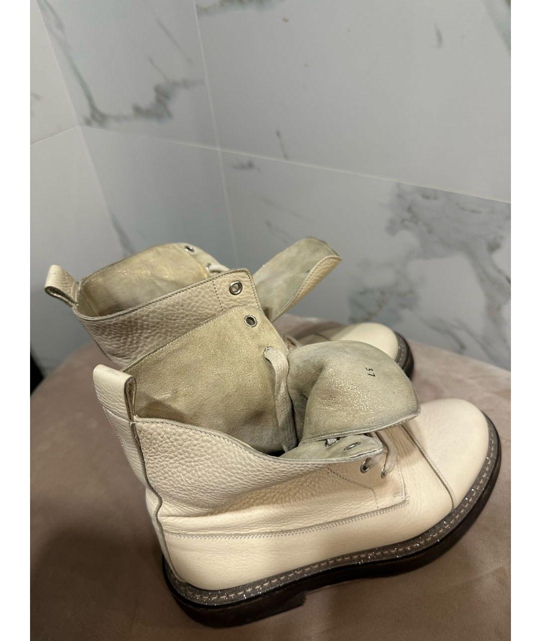 BRUNELLO CUCINELLI Бежевые кожаные ботинки, фото 7