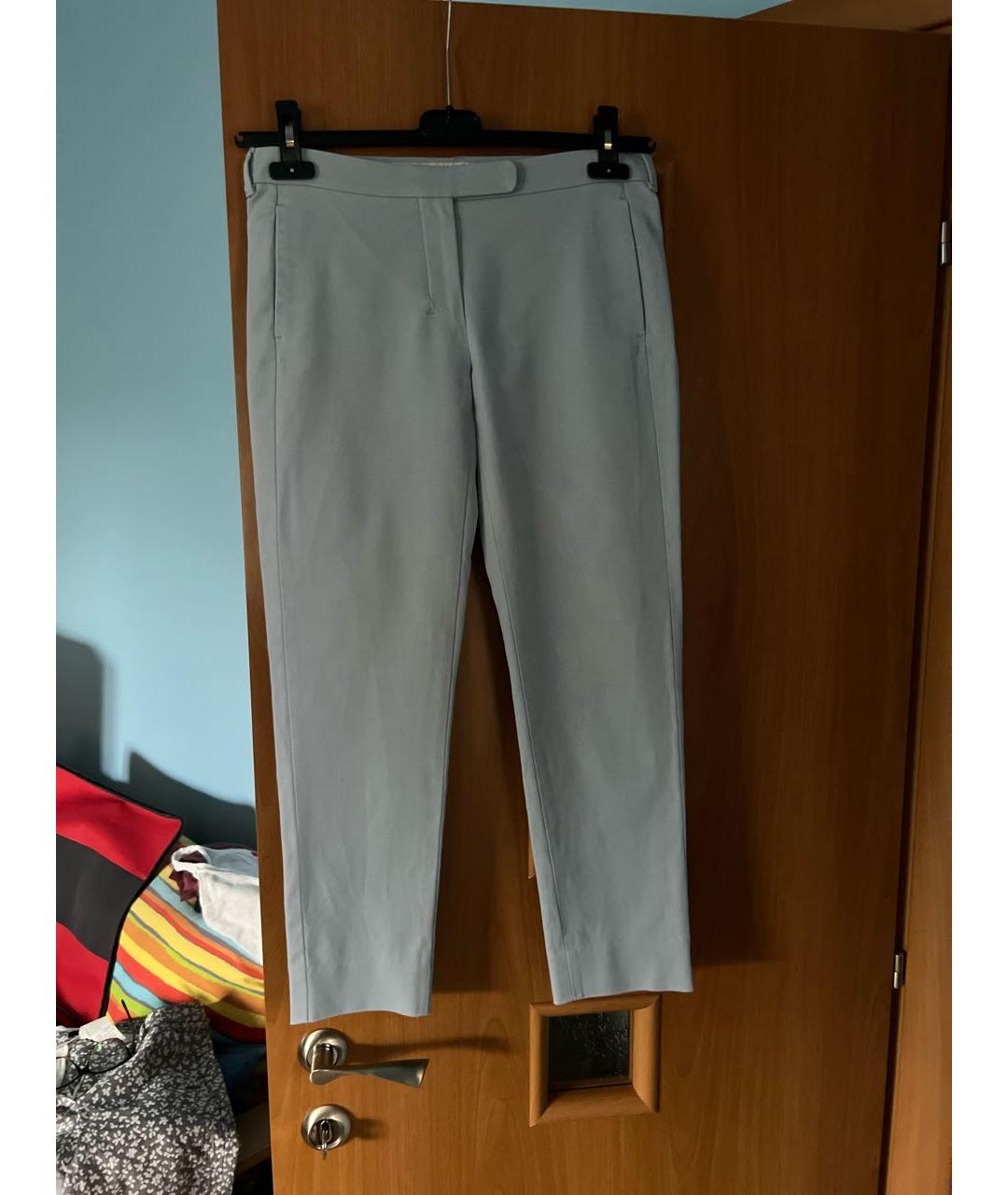 'S MAX MARA Голубые хлопковые брюки узкие, фото 4