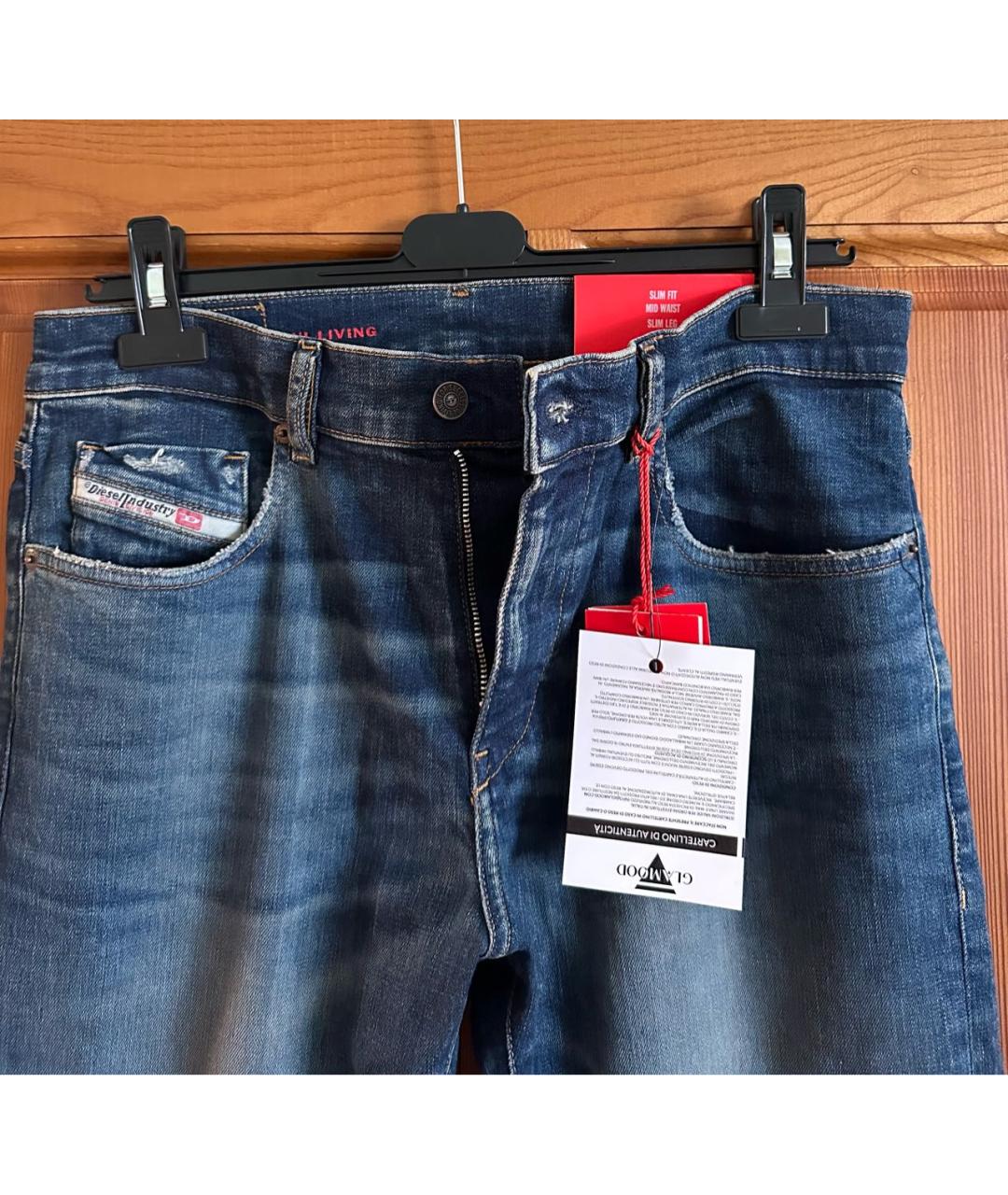 DIESEL Синие хлопко-эластановые джинсы скинни, фото 3