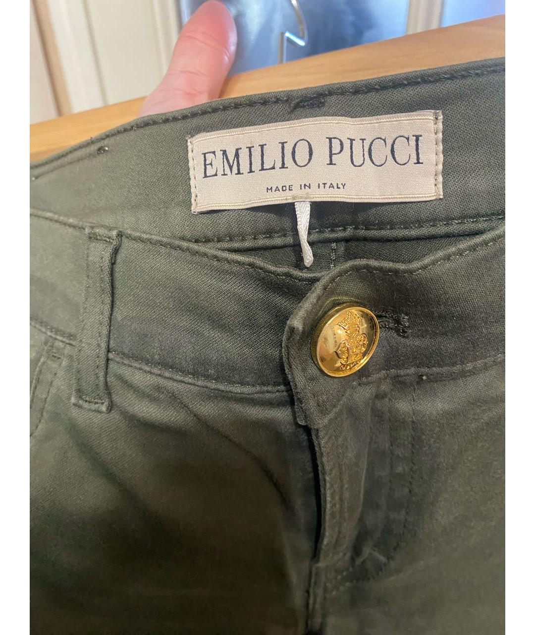 EMILIO PUCCI Хаки хлопко-эластановые прямые джинсы, фото 3