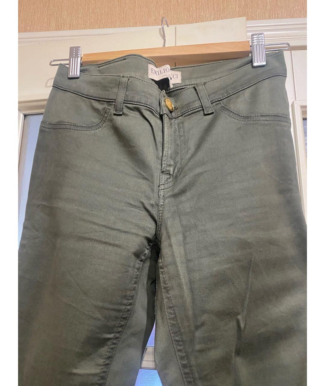 EMILIO PUCCI Хаки хлопко-эластановые прямые джинсы, фото 5