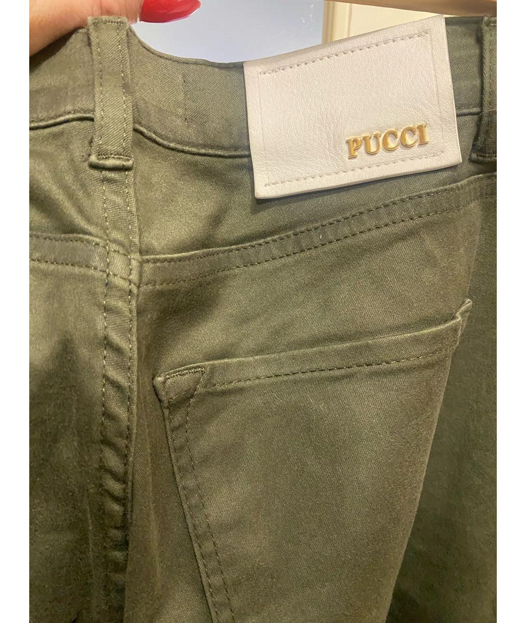 EMILIO PUCCI Хаки хлопко-эластановые прямые джинсы, фото 4