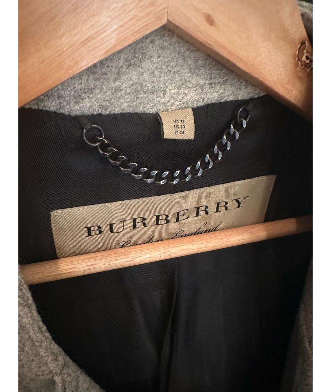 BURBERRY Серое шерстяное пальто, фото 3