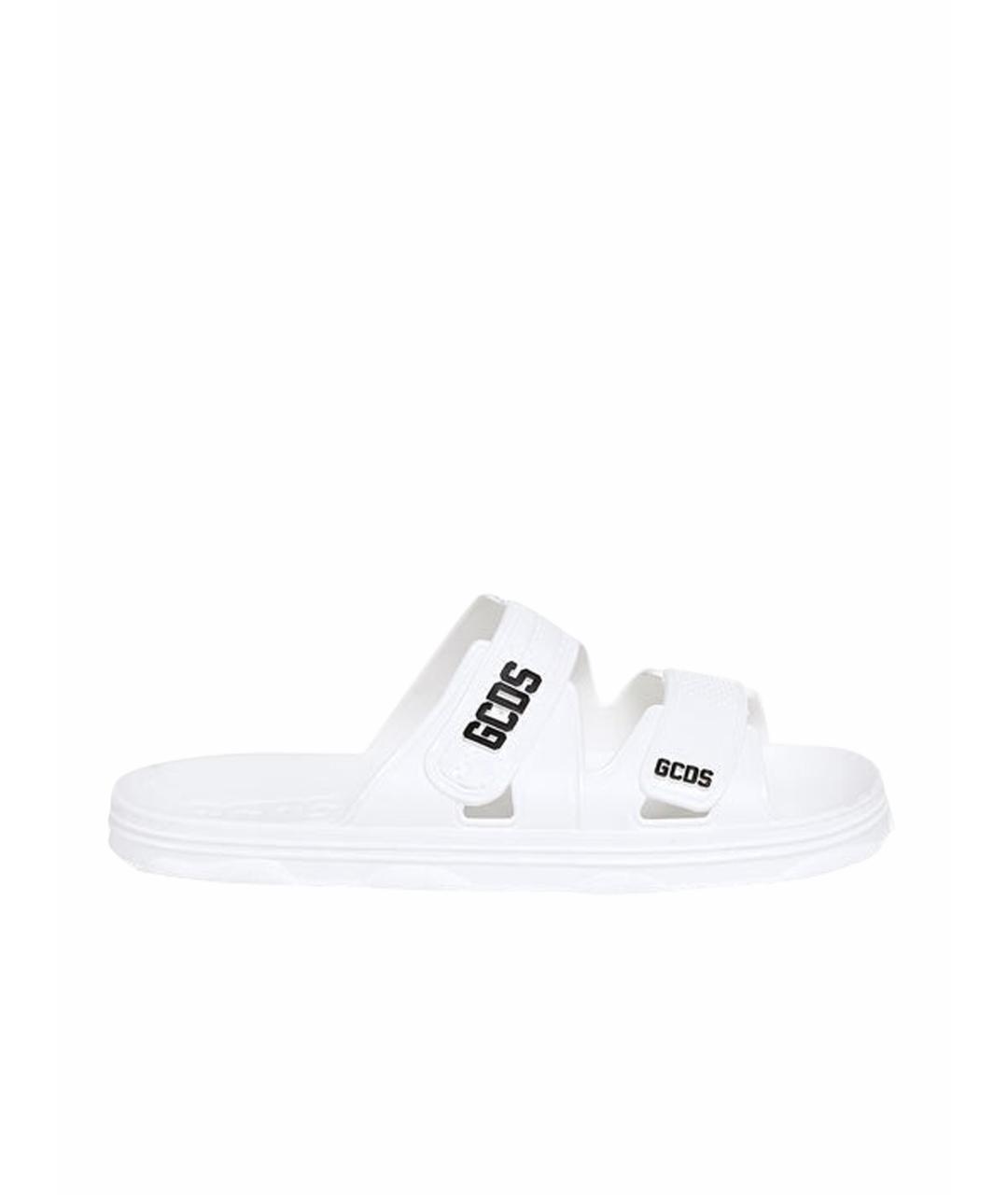 GCDS Белые резиновые шлепанцы, фото 1