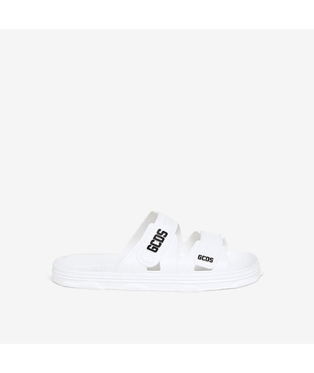 GCDS Белые резиновые шлепанцы, фото 4