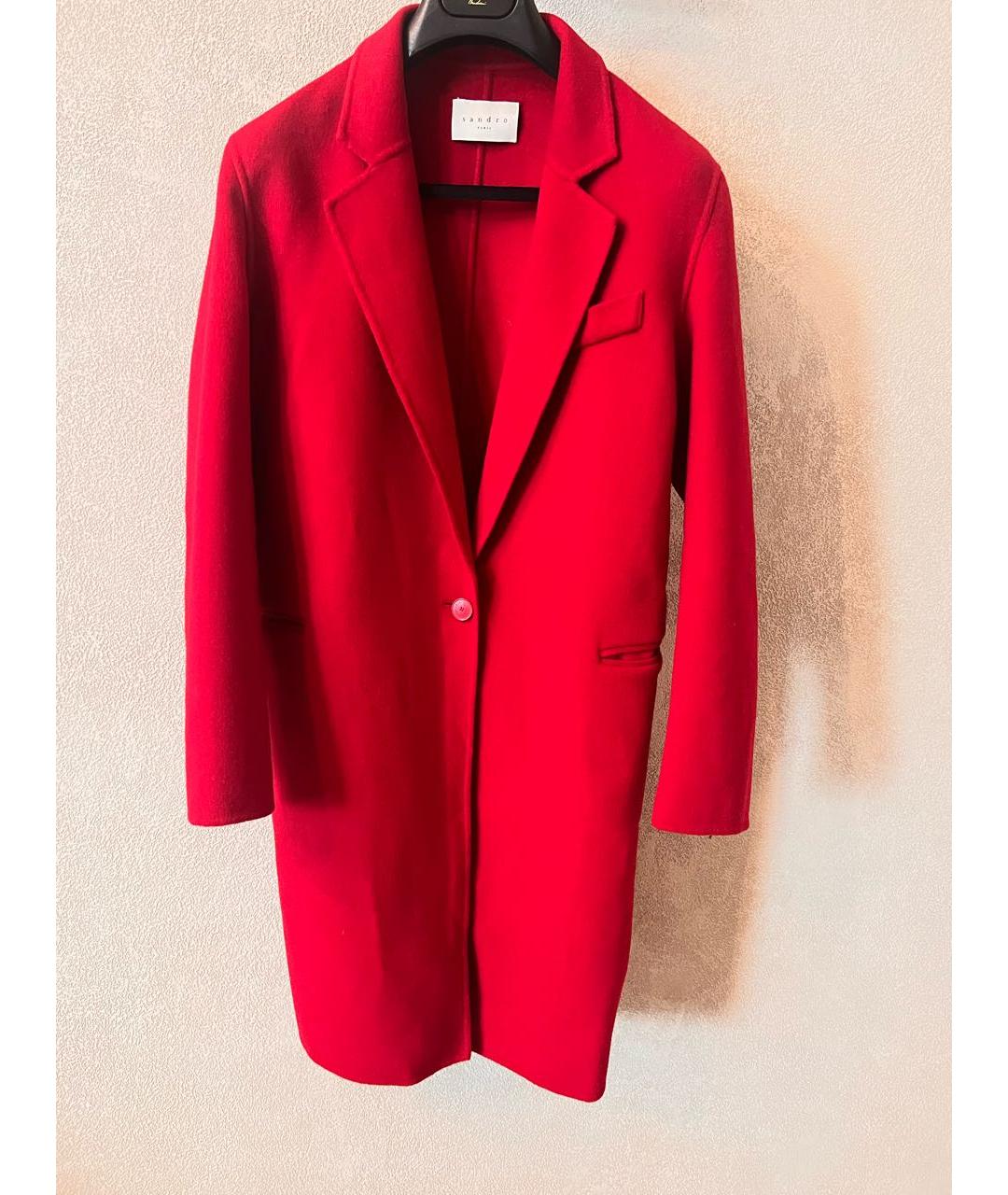 SANDRO Красное шерстяное пальто, фото 8