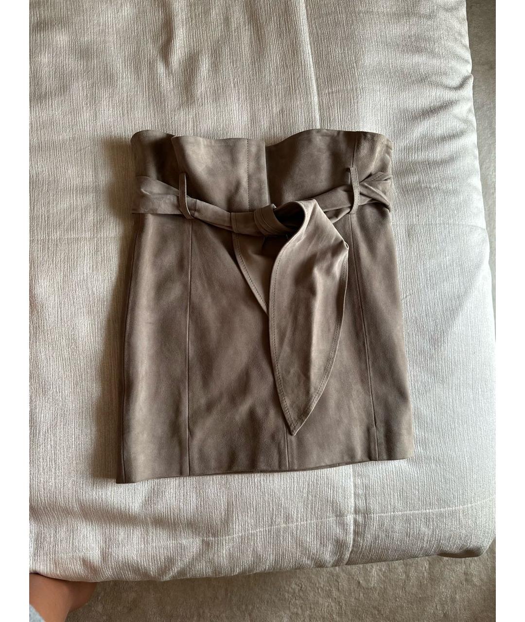 IRO Серая замшевая юбка мини, фото 6