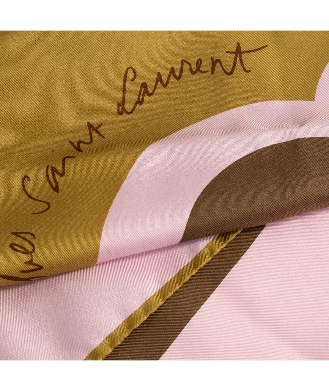 SAINT LAURENT Розовый шелковый платок, фото 4
