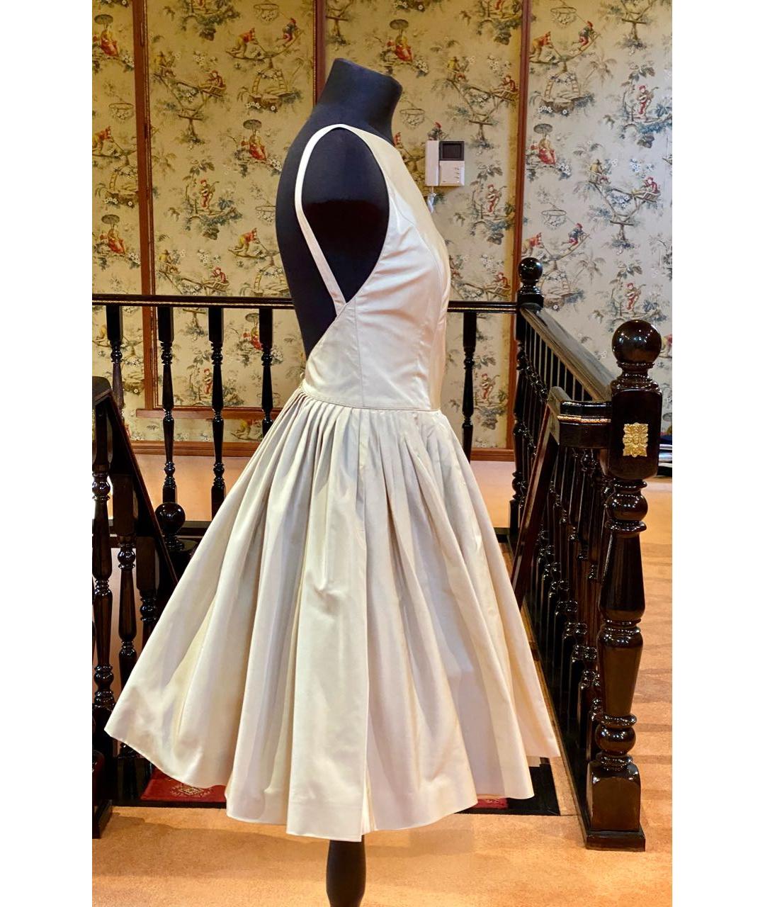 RALPH LAUREN Бежевое шелковое коктейльное платье, фото 3